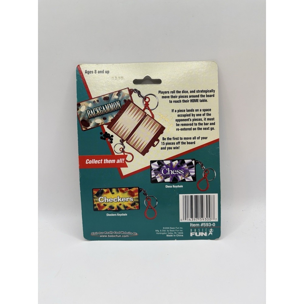 2000 Basic Fun Backgammon Keychain Game New In Package - Picture 2 of 2